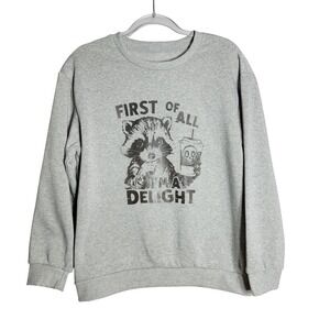 Womens Funny‎ I'm a Delight Raccoon Crewneck Sweatshirt M Gray Fleece Lined